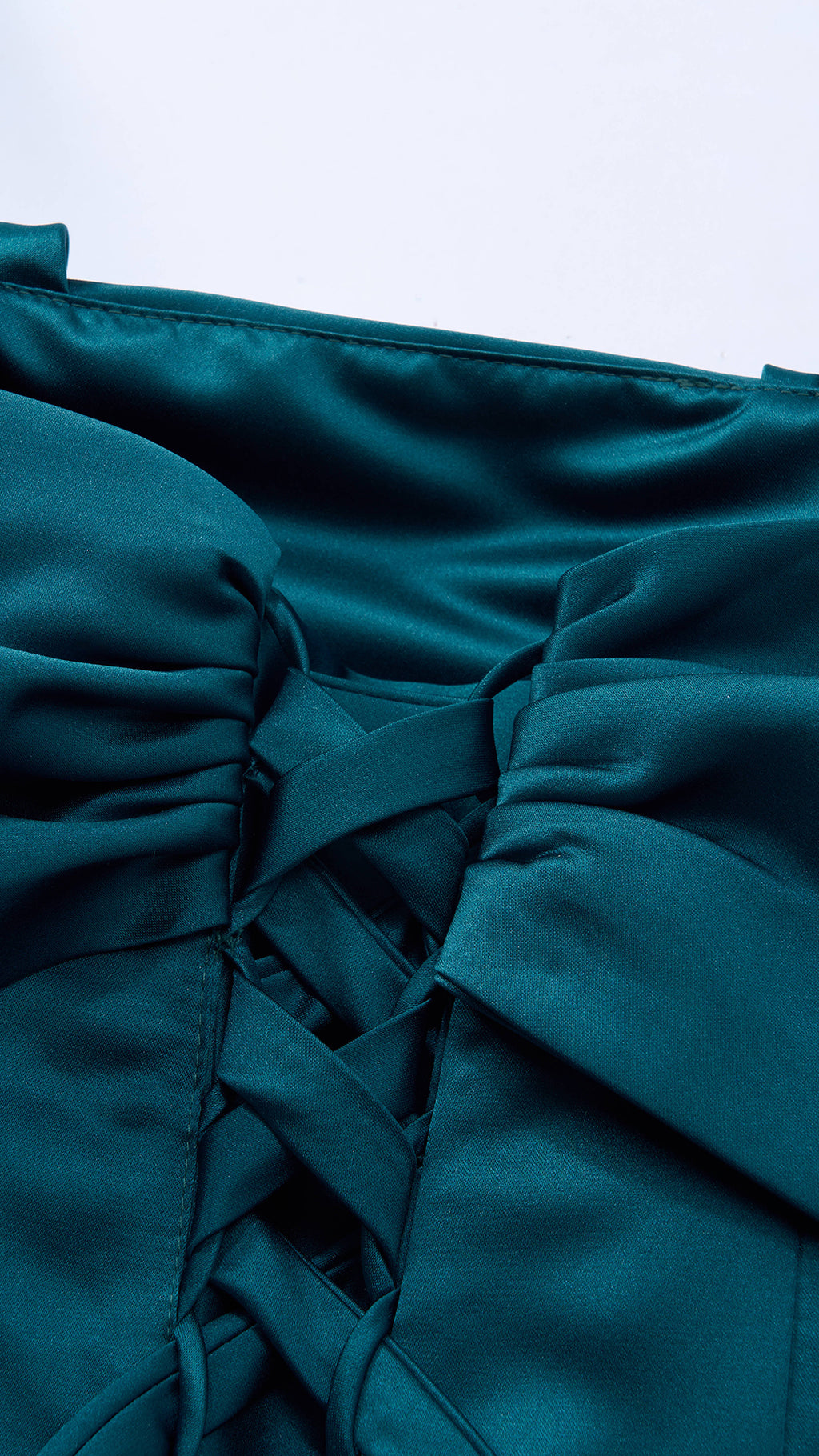 Vestito Lungo Satin Spalline Sottili a Spalla Scoperta, Abito Elegante Donna da Cerimonia con Busto Arricciato e Gonna Ampia（副本）
