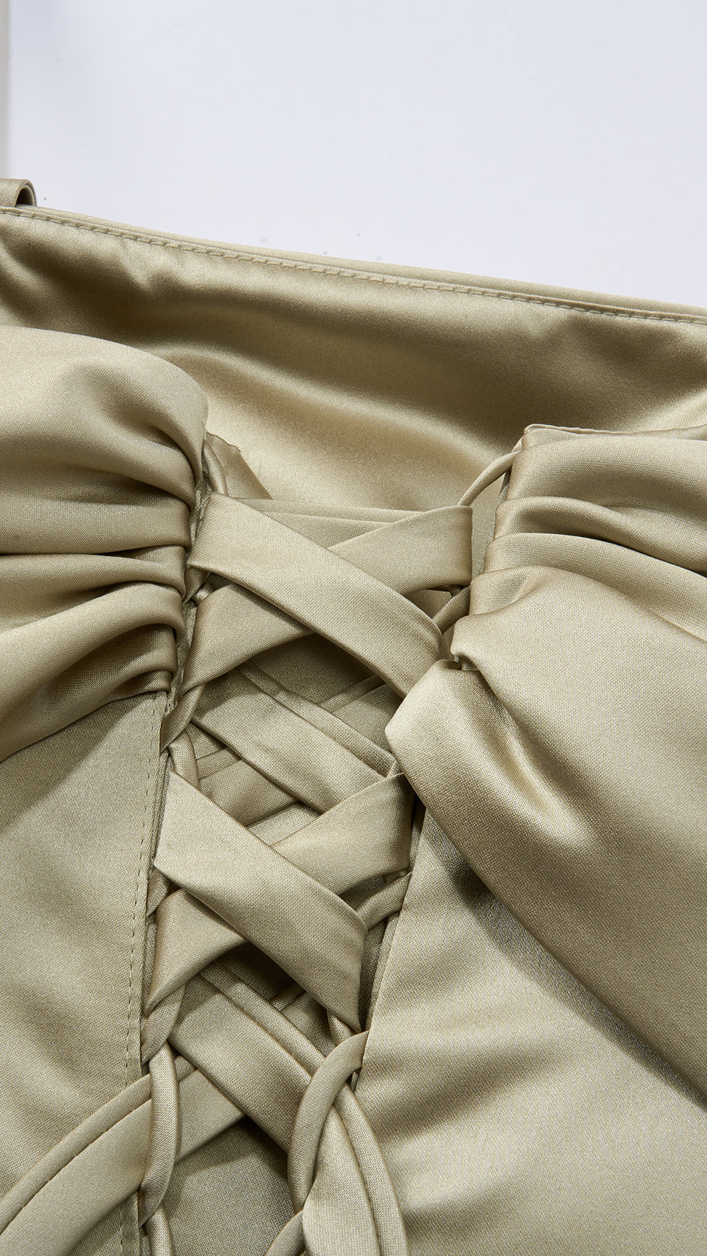 Vestito Lungo Satin Spalline Sottili a Spalla Scoperta, Abito Elegante Donna da Cerimonia con Busto Arricciato e Gonna Ampia（副本）