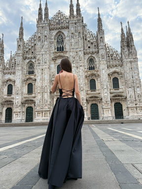 Elegant Long Satin Dress with Thin Straps – “Estella”