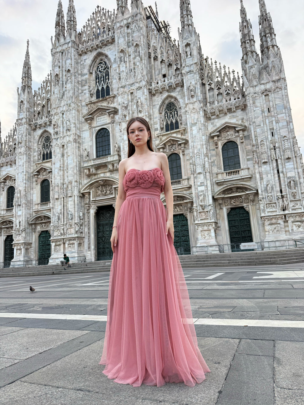 Abito lungo in tulle senza spalline Vittoria