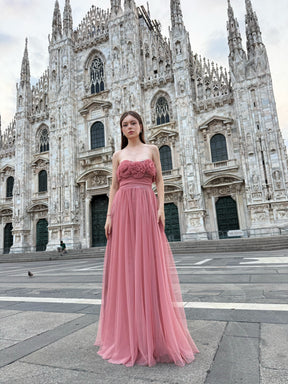 Rochie lungă Vittoria din tul fără bretele