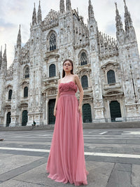 Abito lungo in tulle senza spalline Vittoria