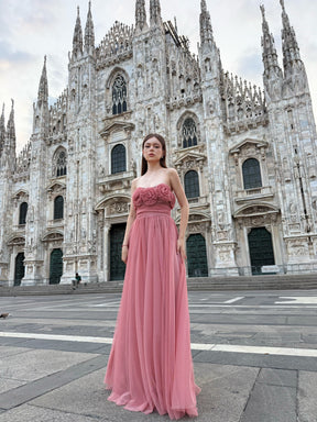 Rochie lungă Vittoria din tul fără bretele