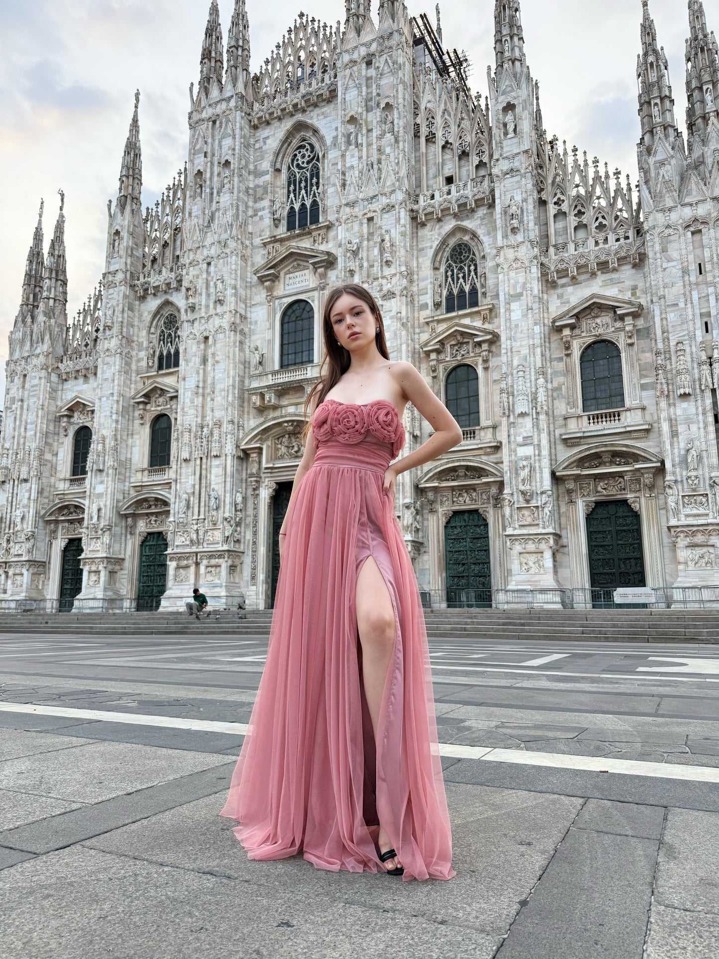 Abito lungo in tulle senza spalline Vittoria