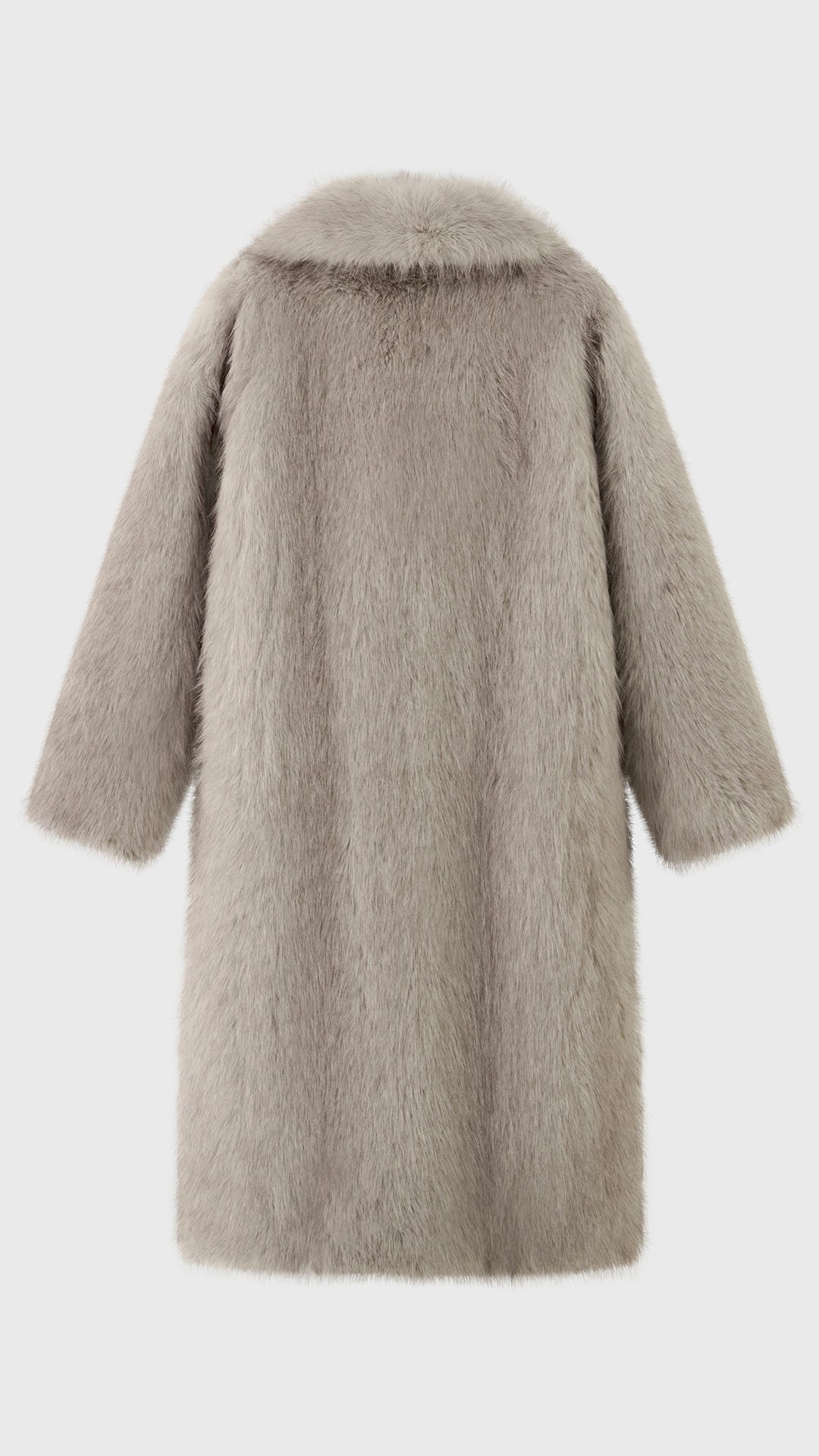 Cappotto lungo donna in pelliccia sintetica, ampio collo a bavero aperto