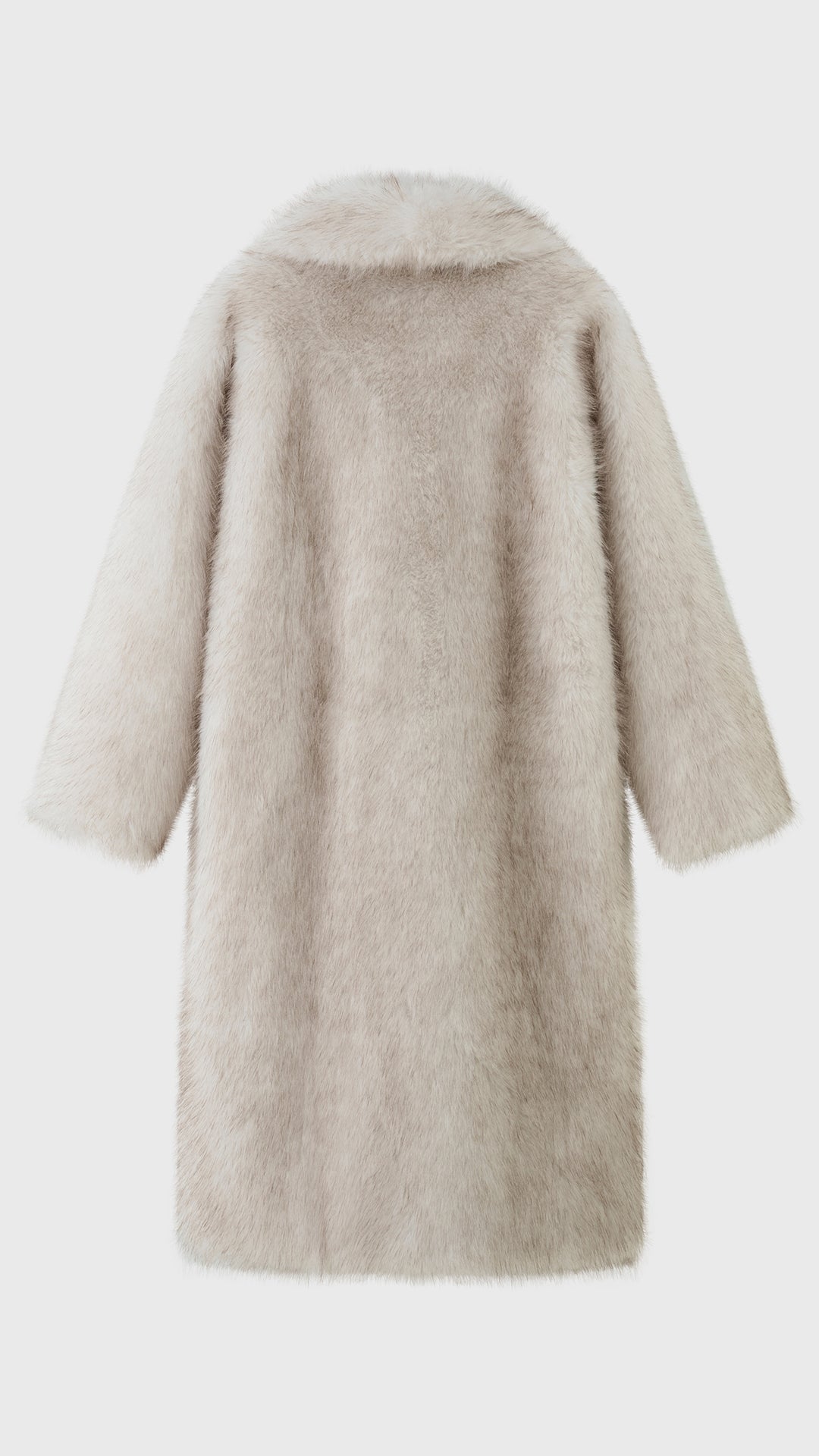Cappotto lungo donna in pelliccia sintetica, ampio collo a bavero aperto