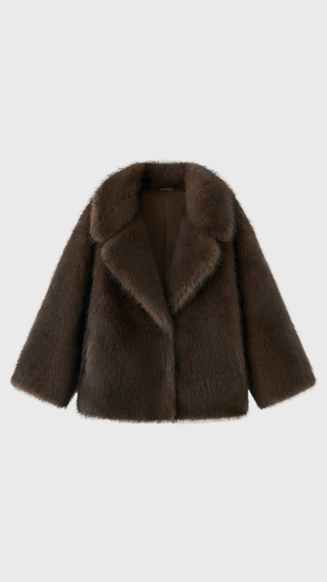 Giacca Corta in Eco Pelliccia Donna, Cappotto Invernale con Ampio Colletto a Rever
