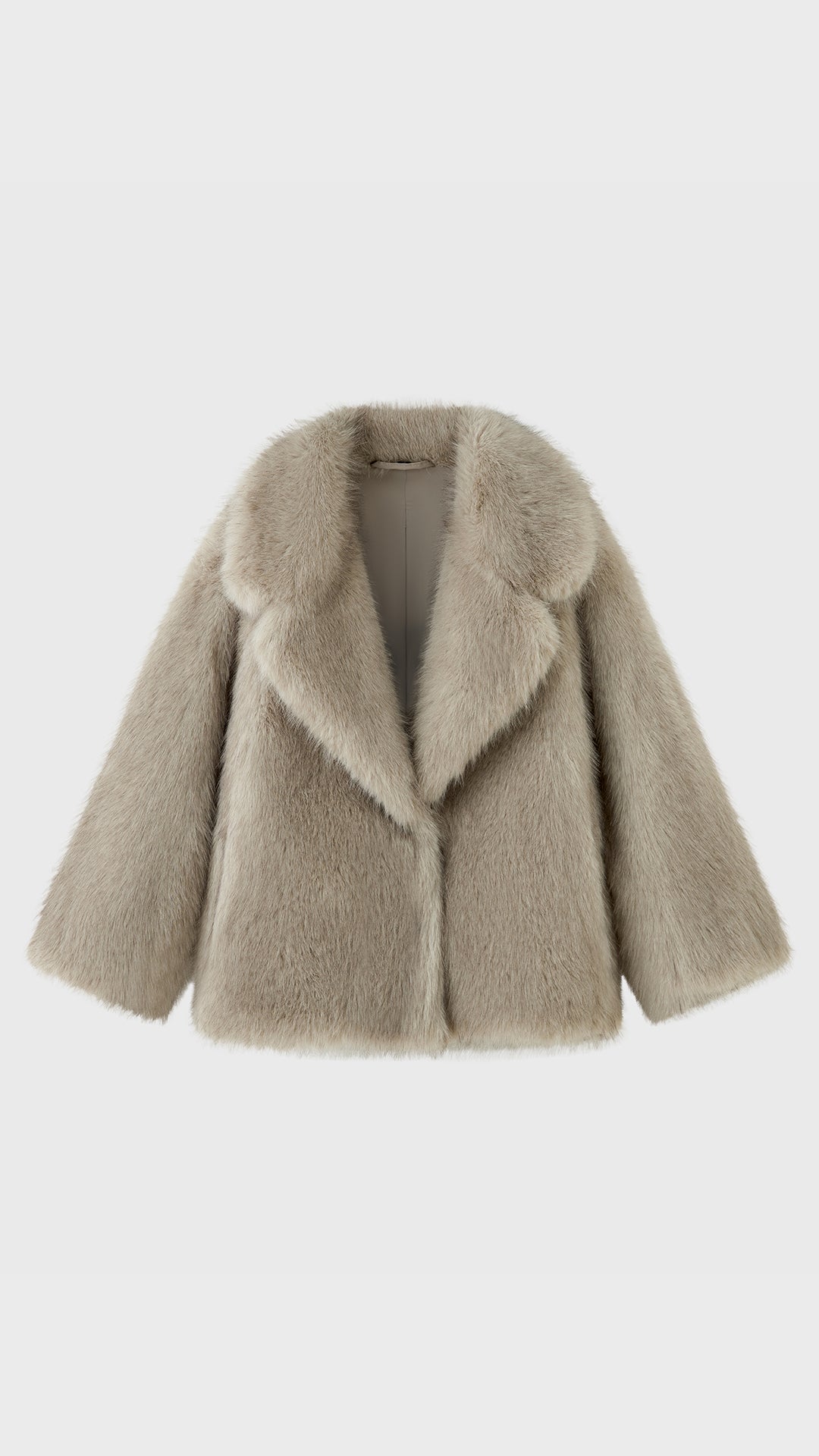 Giacca Corta in Eco Pelliccia Donna, Cappotto Invernale con Ampio Colletto a Rever