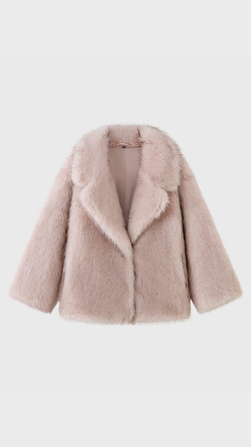 Giacca Corta in Eco Pelliccia Donna, Cappotto Invernale con Ampio Colletto a Rever