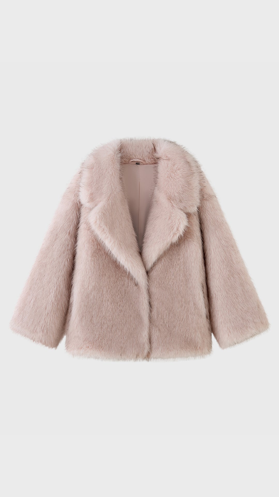 Giacca Corta in Eco Pelliccia Donna, Cappotto Invernale con Ampio Colletto a Rever