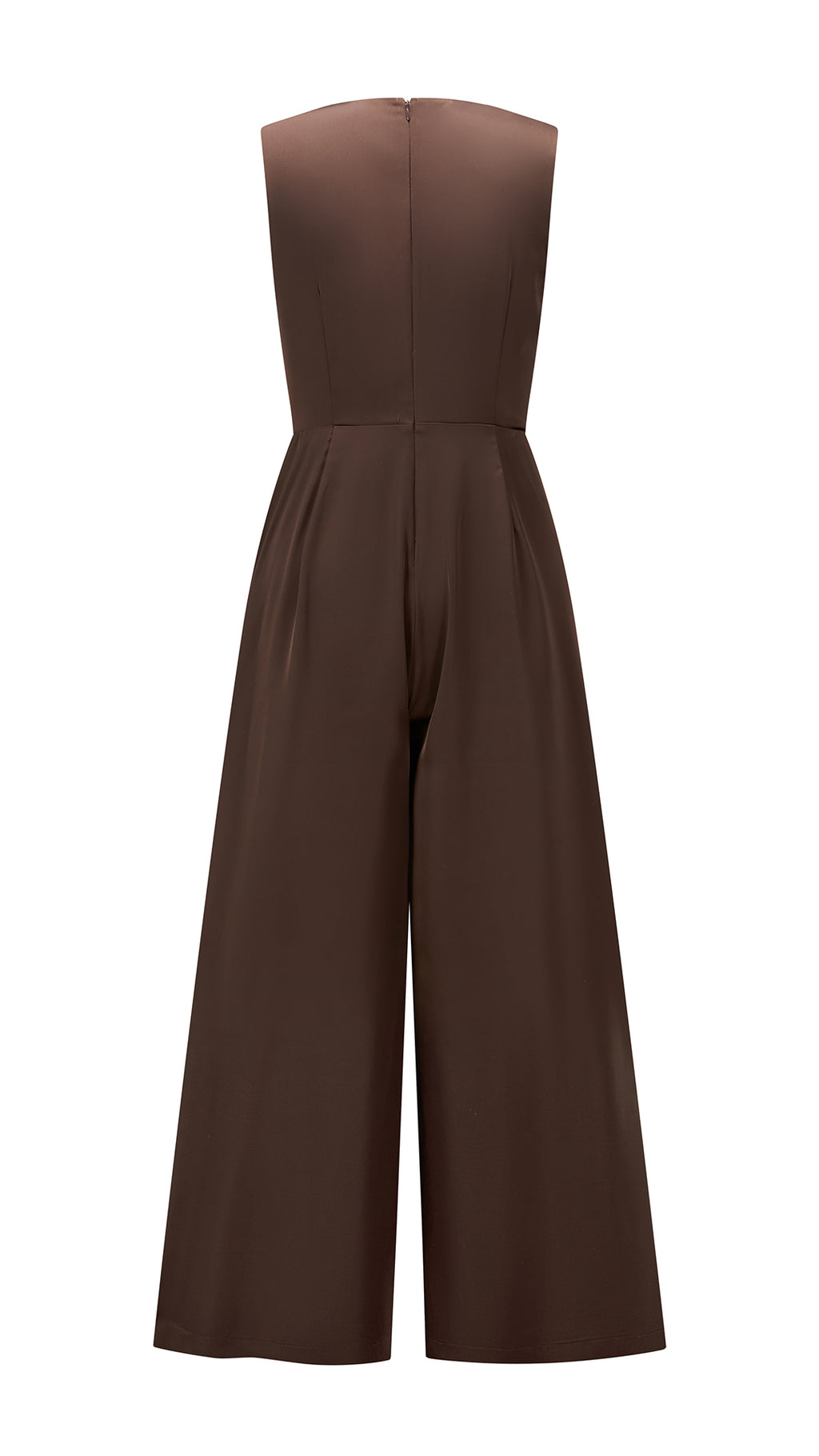 Tuta jumpsuit senza maniche donna con fiocco, gamba larga, elegante per ufficio e occasioni
