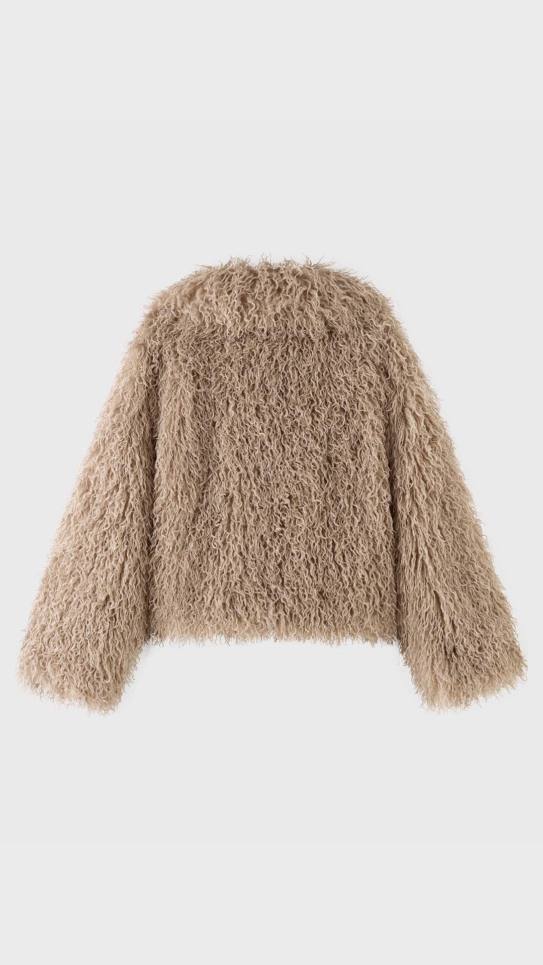 Giacca Corta Donna in Eco Pelliccia Riccia, Cappotto Invernale con Ampio Colletto a Rever