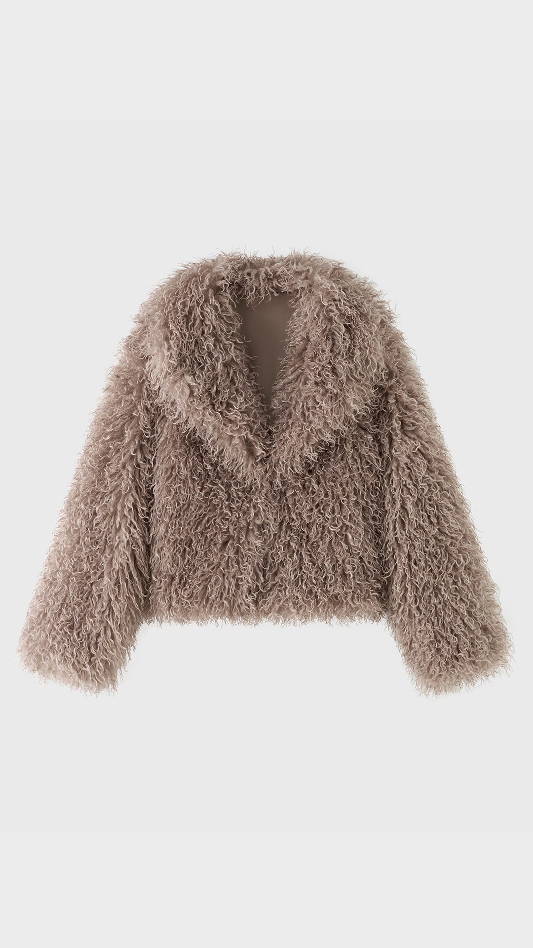 Giacca Corta Donna in Eco Pelliccia Riccia, Cappotto Invernale con Ampio Colletto a Rever