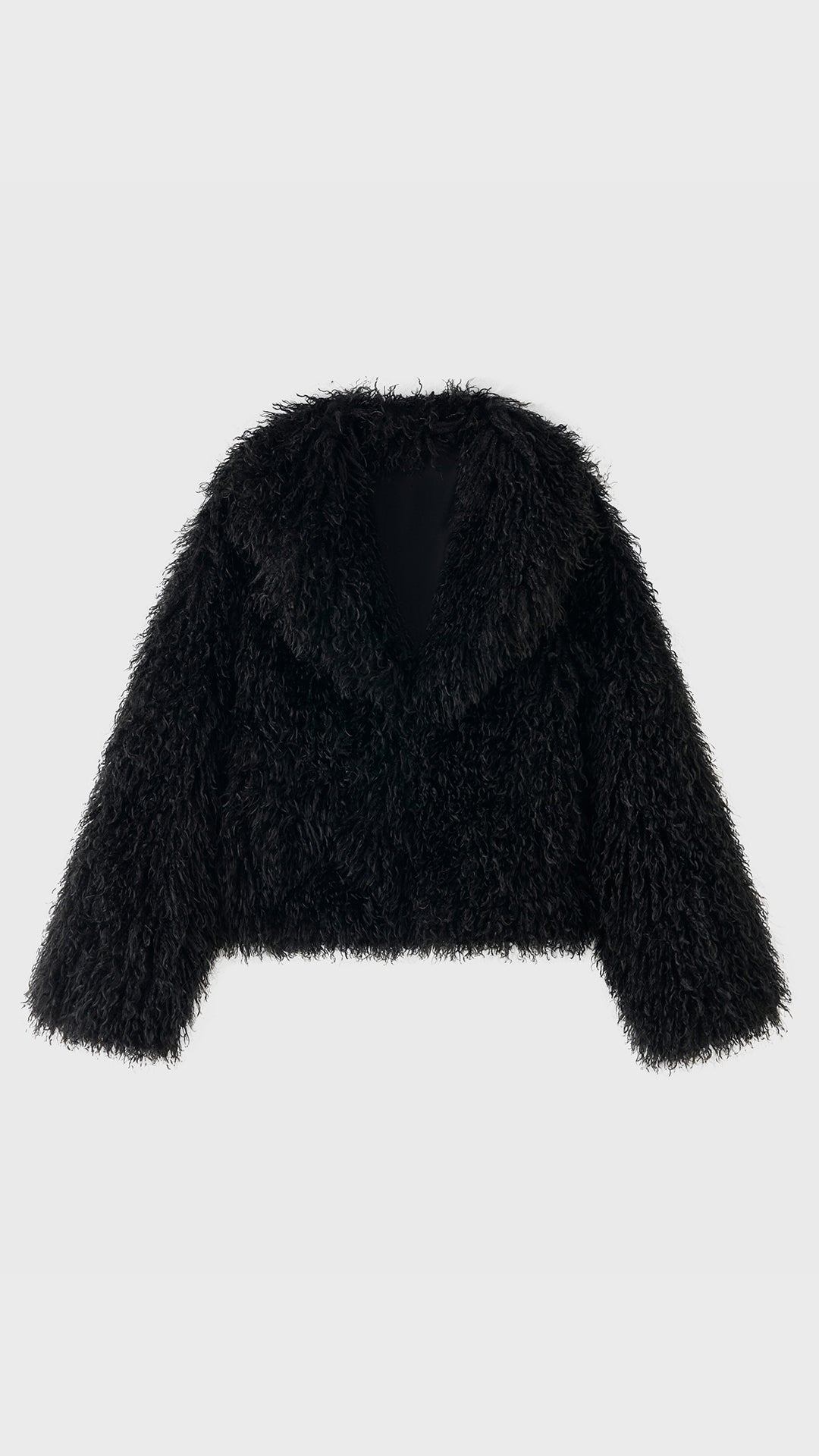 Giacca Corta Donna in Eco Pelliccia Riccia, Cappotto Invernale con Ampio Colletto a Rever