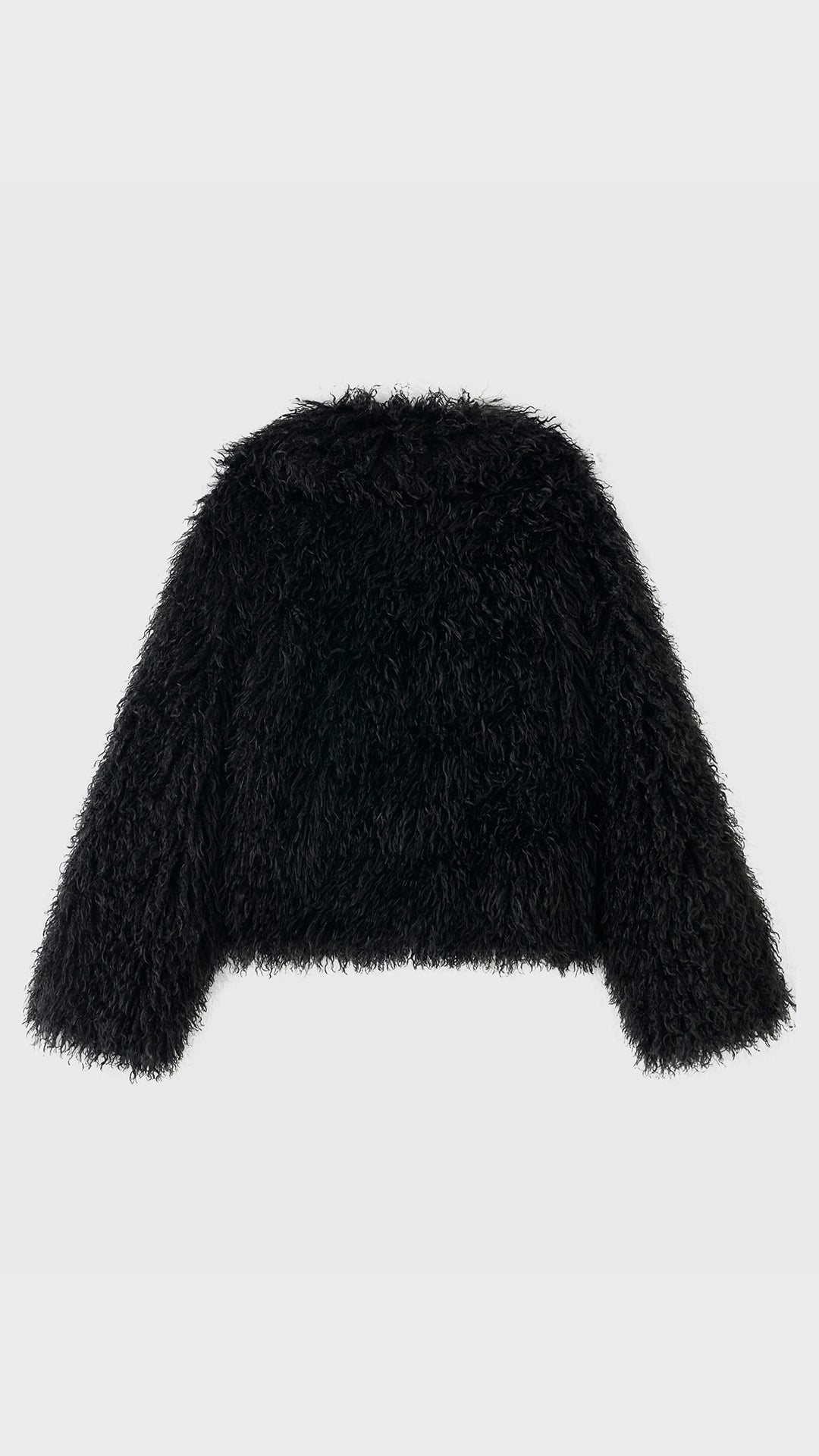 Giacca Corta Donna in Eco Pelliccia Riccia, Cappotto Invernale con Ampio Colletto a Rever