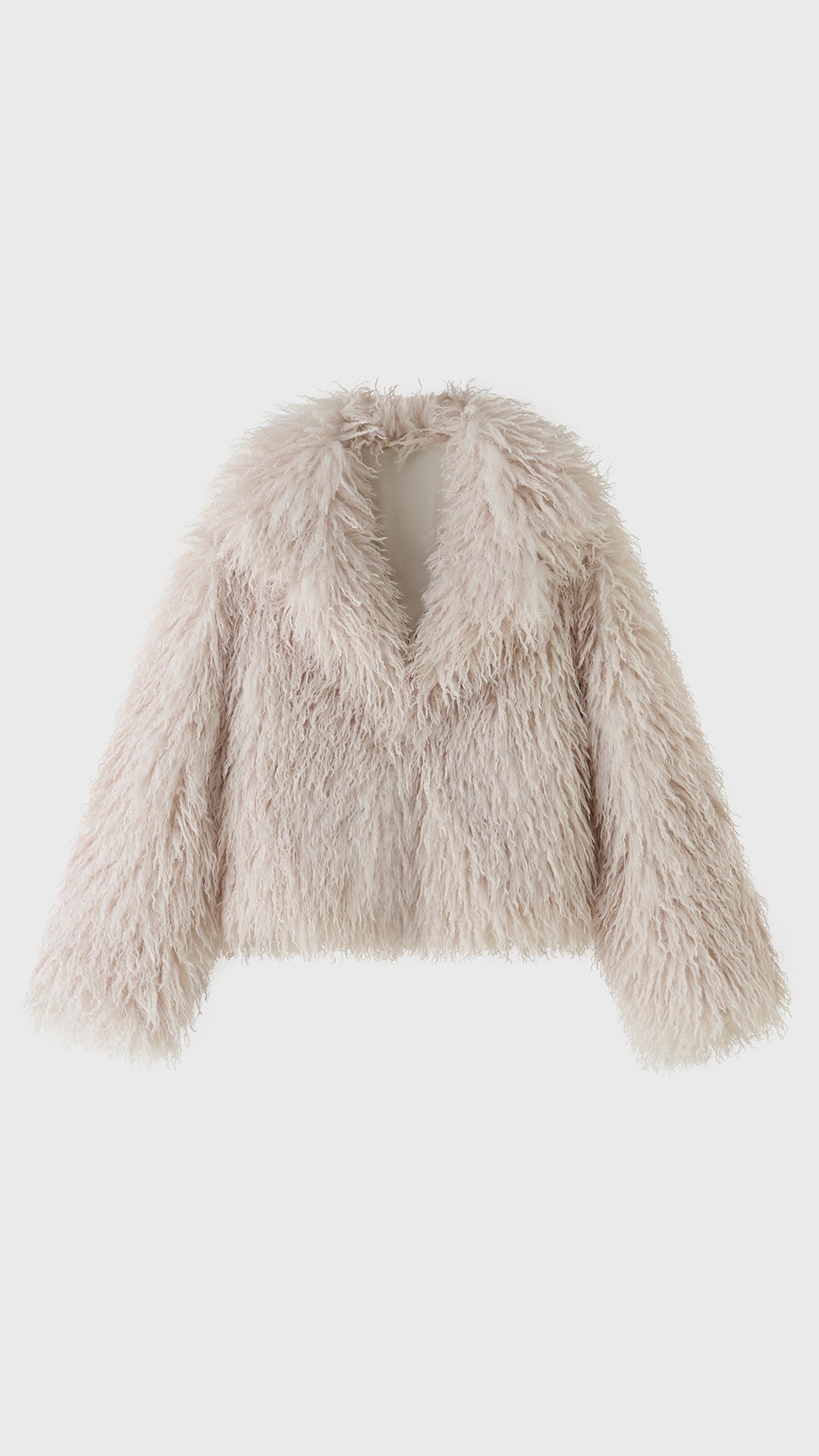 Giacca Corta Donna in Eco Pelliccia Riccia, Cappotto Invernale con Ampio Colletto a Rever