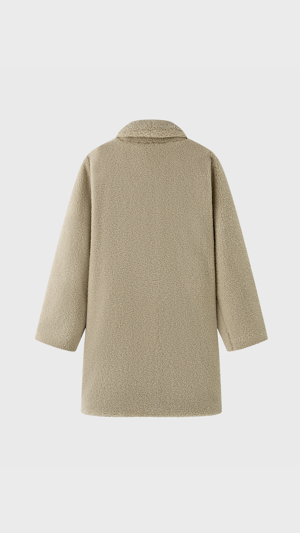 Cappotto Medio Donna in Tessuto Teddy, Giacca Invernale con Colletto a Rever e Tasche