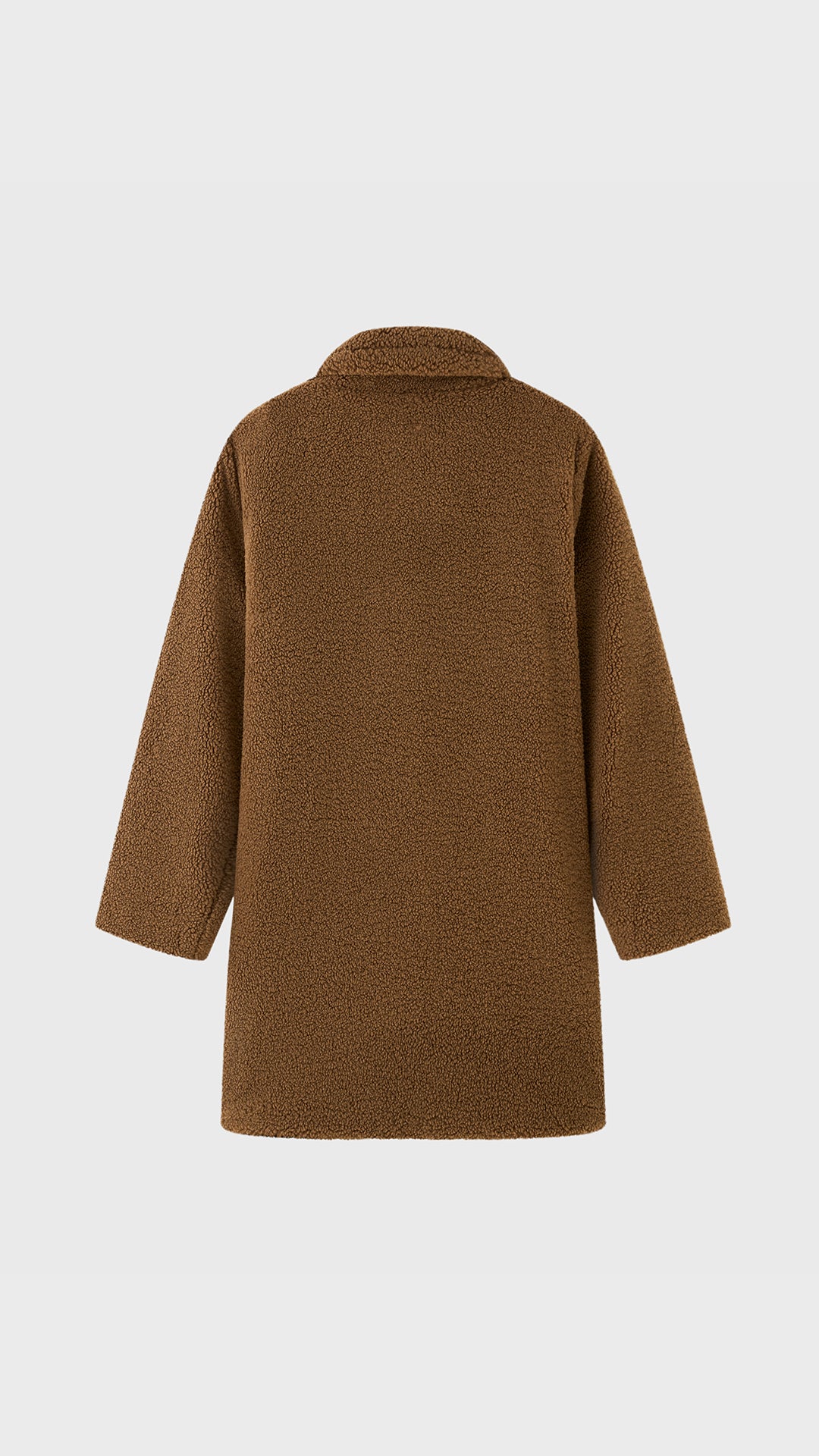 Cappotto Medio Donna in Tessuto Teddy, Giacca Invernale con Colletto a Rever e Tasche