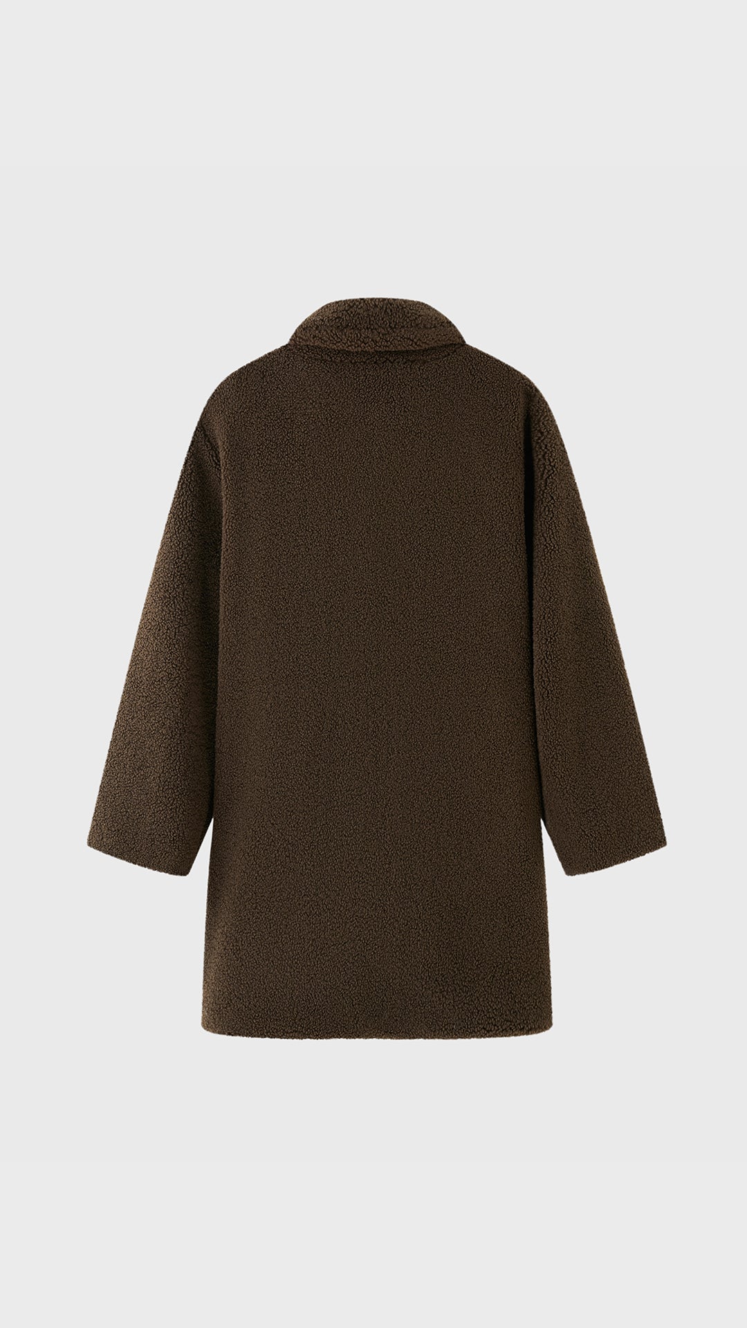 Cappotto Medio Donna in Tessuto Teddy, Giacca Invernale con Colletto a Rever e Tasche
