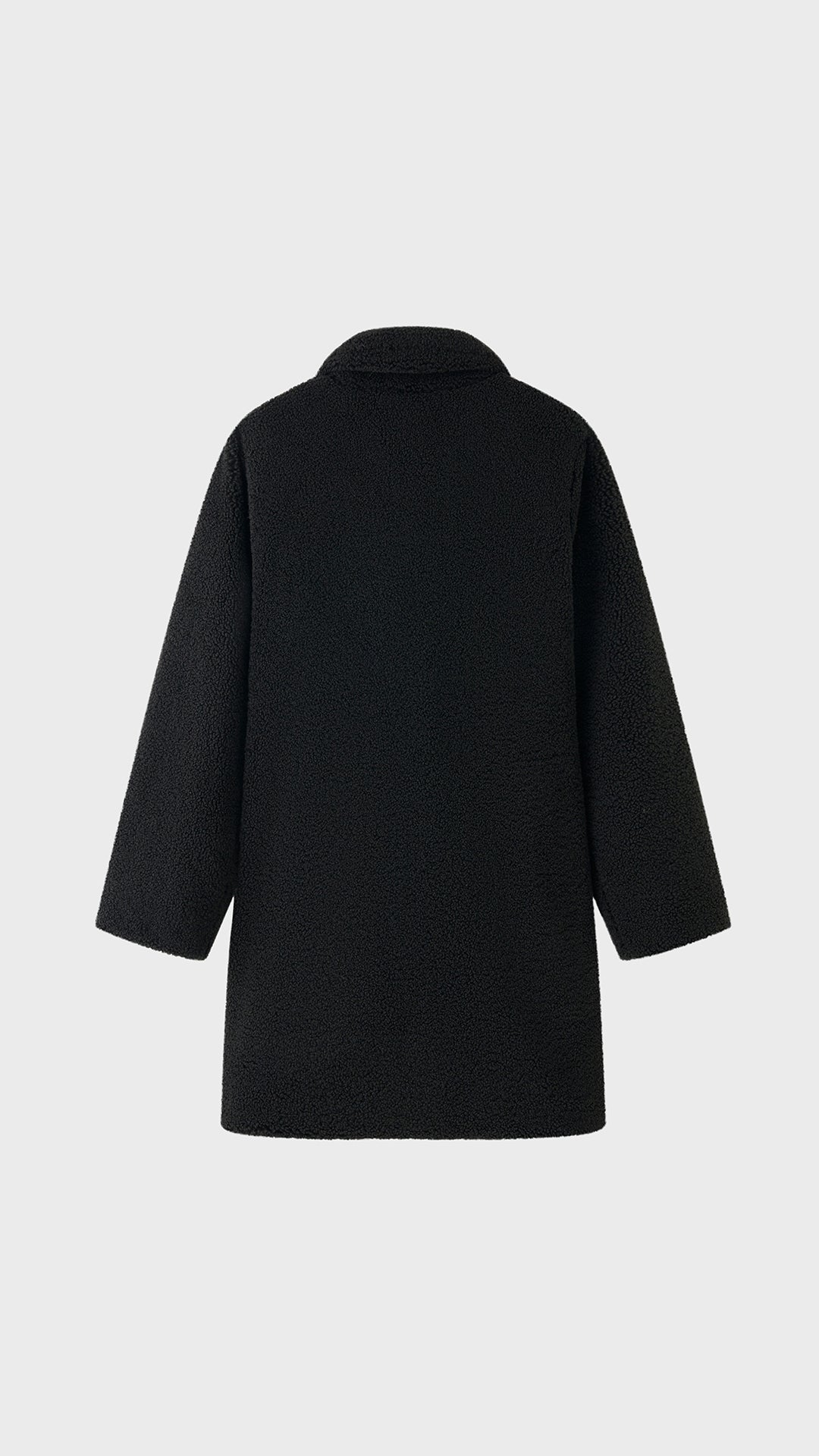 Cappotto Medio Donna in Tessuto Teddy, Giacca Invernale con Colletto a Rever e Tasche