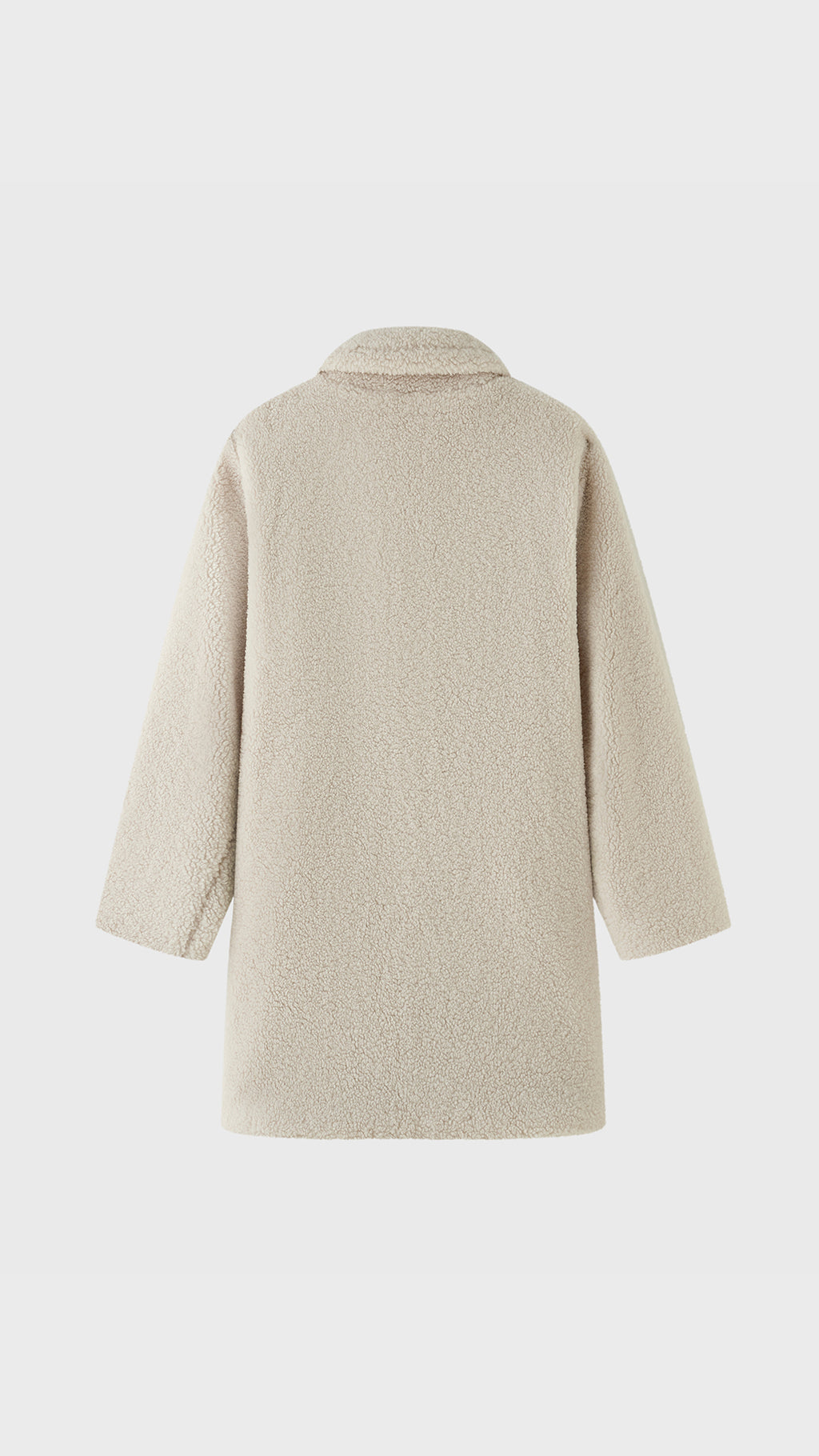 Cappotto Medio Donna in Tessuto Teddy, Giacca Invernale con Colletto a Rever e Tasche