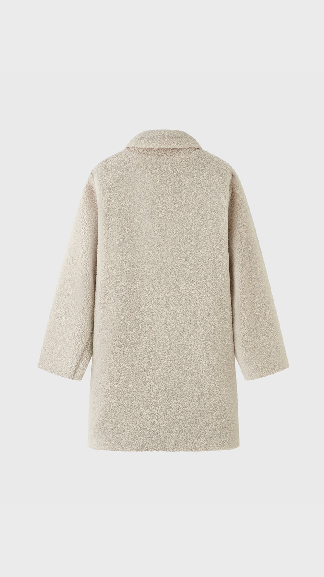 Cappotto Medio Donna in Tessuto Teddy, Giacca Invernale con Colletto a Rever e Tasche