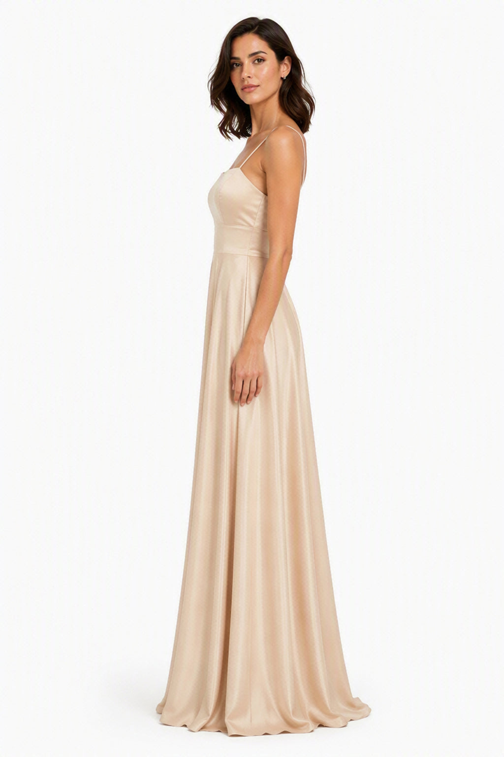 Abito Lungo Elegante in Raso con Spalline Sottili –  “Estella” -1