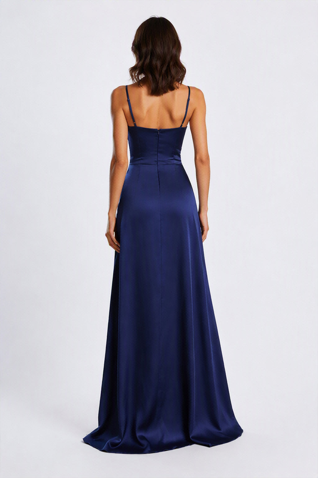 Abito Lungo a Spalline in Satin con Busto a Cuore - Eleganza per Matrimoni e Serate Speciali -1