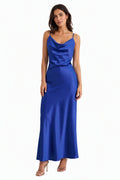 Abito Midi in Satin con Spalline e Scollatura a Collo d'Anatra - Eleganza Senza Tempo per Serate -1