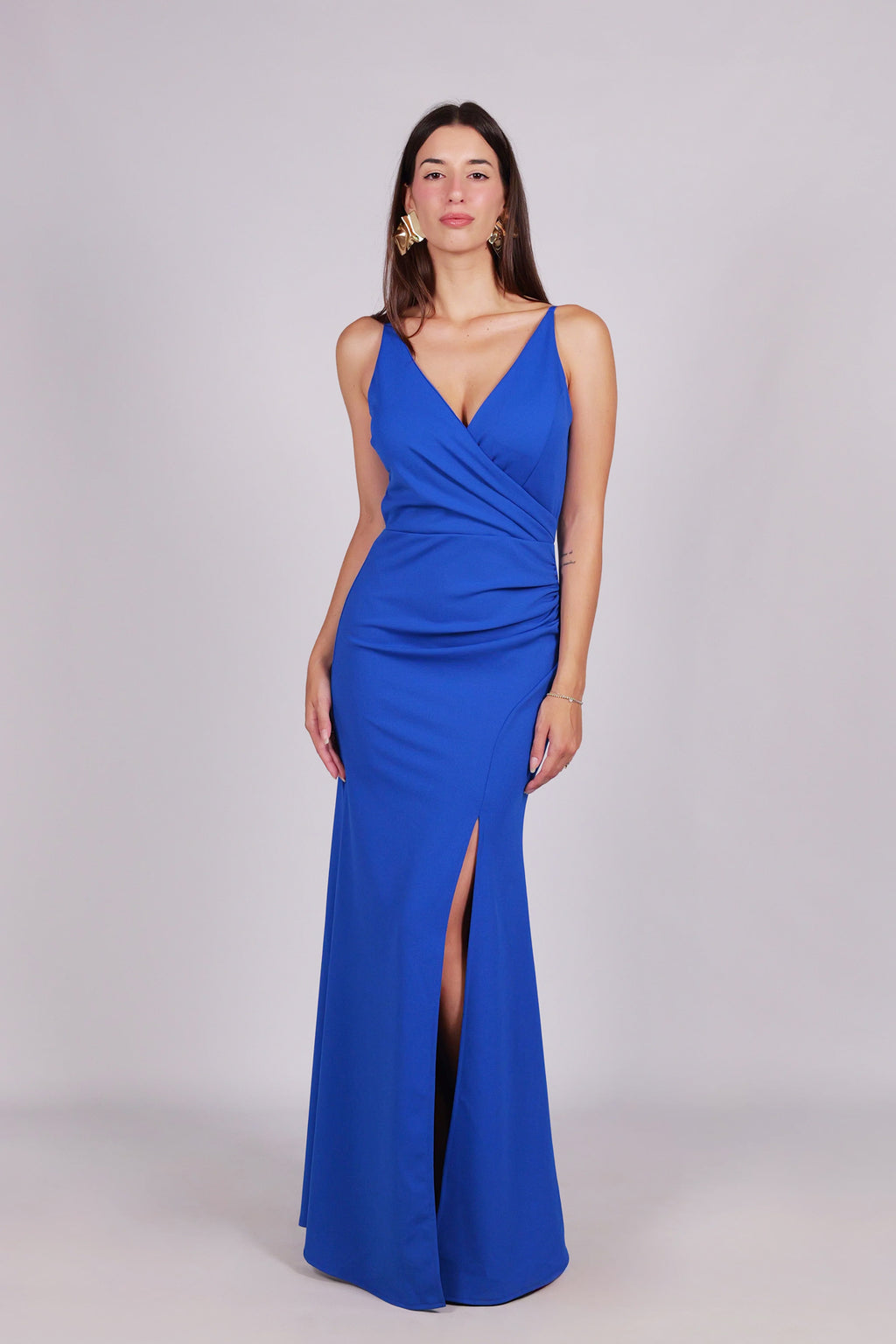 Abito “Loreta” – Eleganza drappeggiata con spacco frontale -1