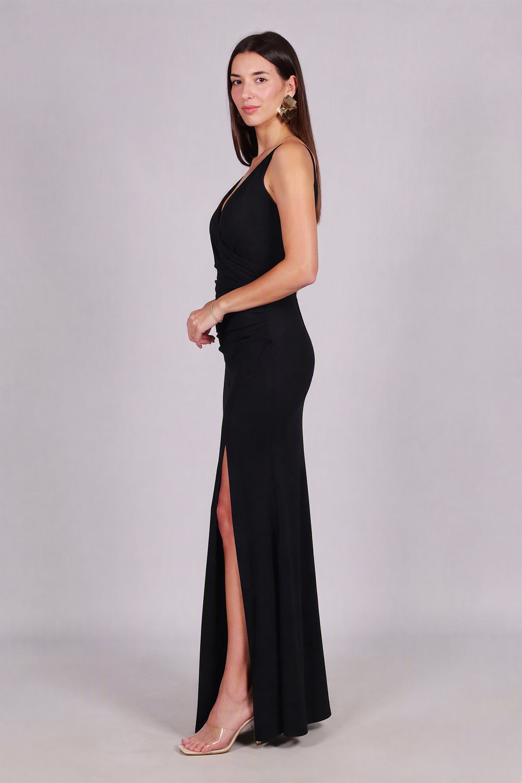Abito “Loreta” – Eleganza drappeggiata con spacco frontale -4