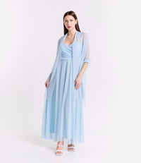 Abito azzurro soffice, maxi dress, ideale per serate estive