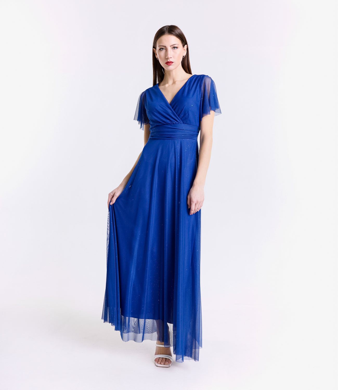 Abito bluette con maniche corte, colore rinfrescante e delicato