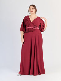 Abito da cerimonia Bordo, dettagli decorativi al busto