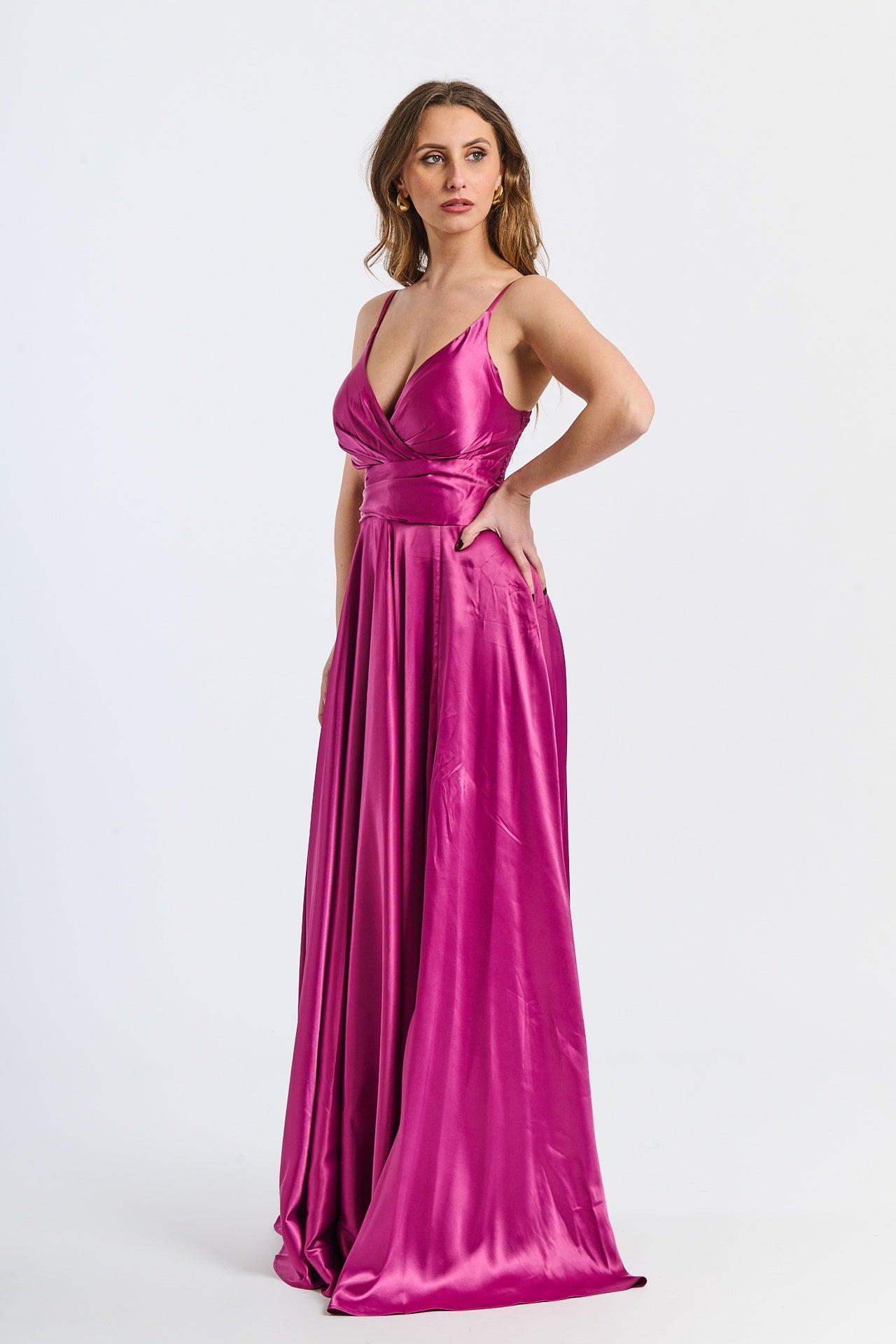 Abito da cerimonia ciliegio in raso,