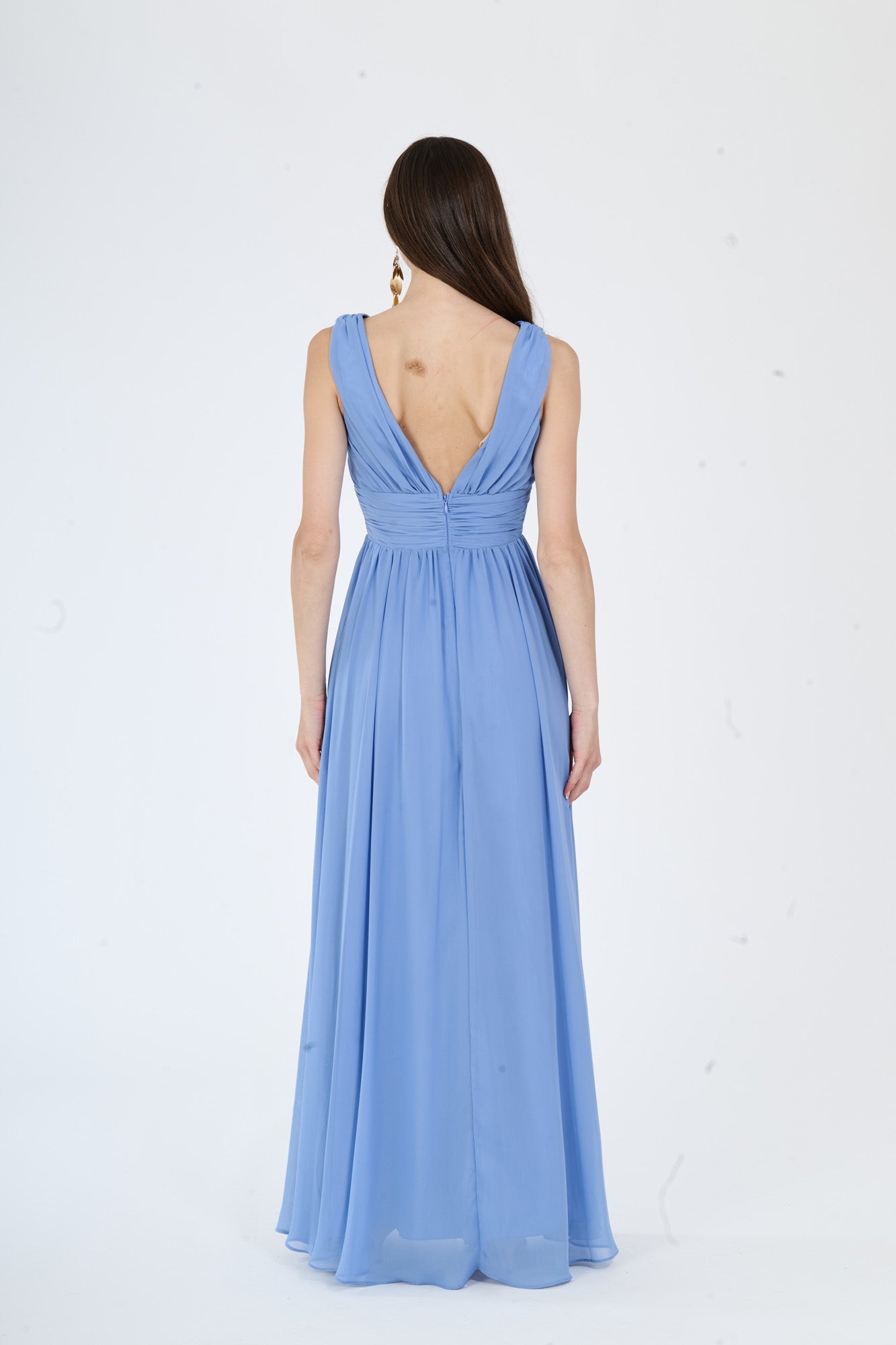 Abito da sera Jeans, design senza maniche, scollatura a V e taglio lungo