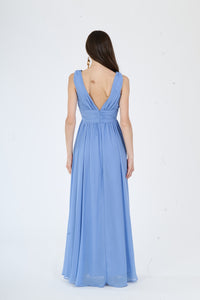 Abito da sera Jeans, design senza maniche, scollatura a V e taglio lungo