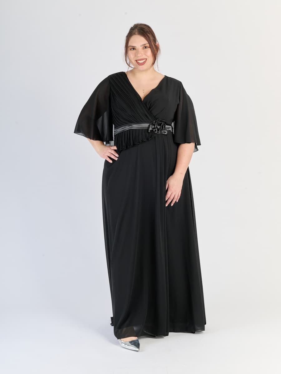 Abito elegante Nero per eventi serali, tessuto fluido