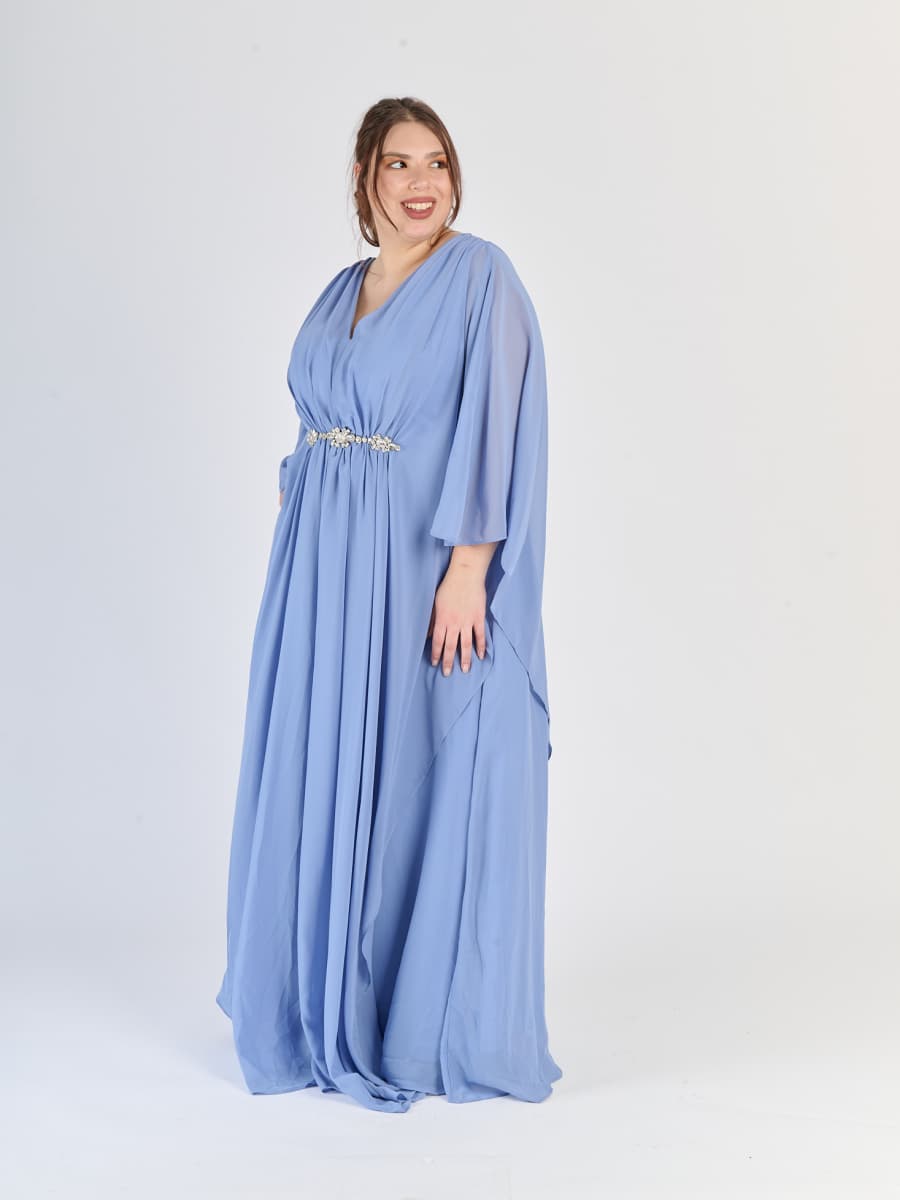 Abito fluido Lavanda, fascia decorativa al vita, silhouette avvolgente