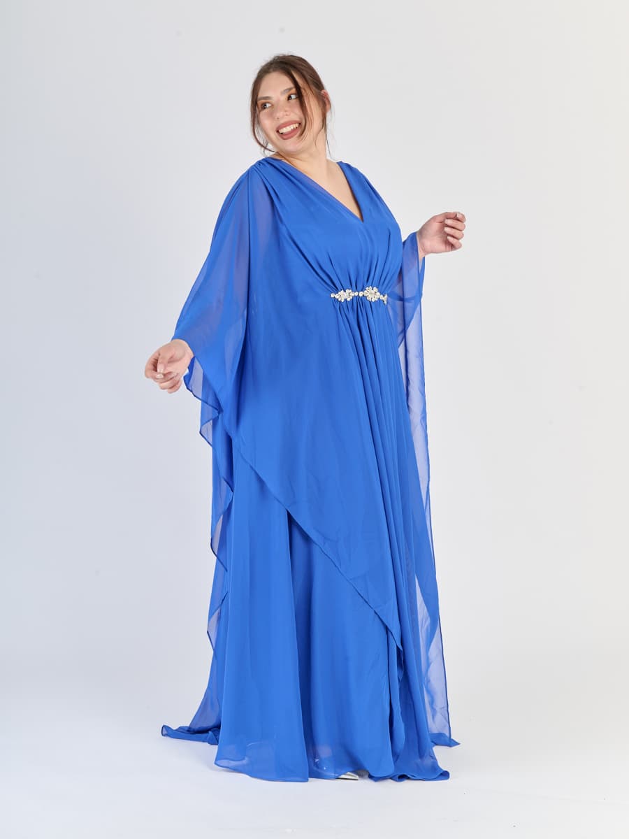 Abito lungo Bluette con maniche avvolgenti e struttura graziosa