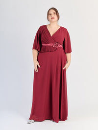 Abito lungo Bordo, scollatura a V, maniche ampie