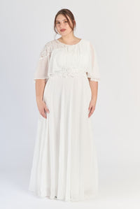 Abito lungo plus size Bianco, maniche ampie e scollo rotondo