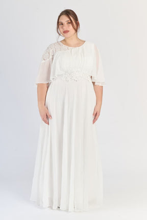 Abito lungo plus size Bianco, maniche ampie e scollo rotondo