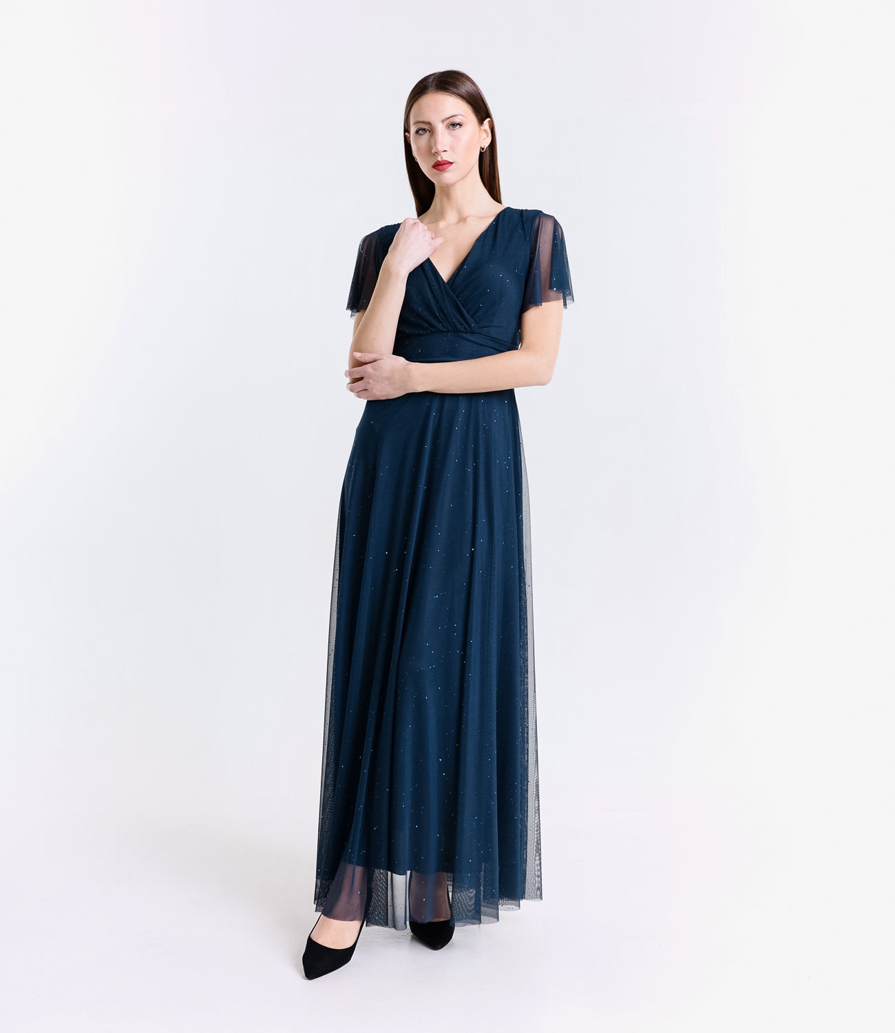 Abito navy con maniche corte, colore classico e sofisticato