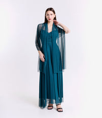 Abito ottanio trasparente, maxi dress, impatto visivo interessante