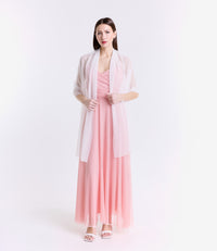 Abito rosa trasparente, maxi dress, idea per serate estive
