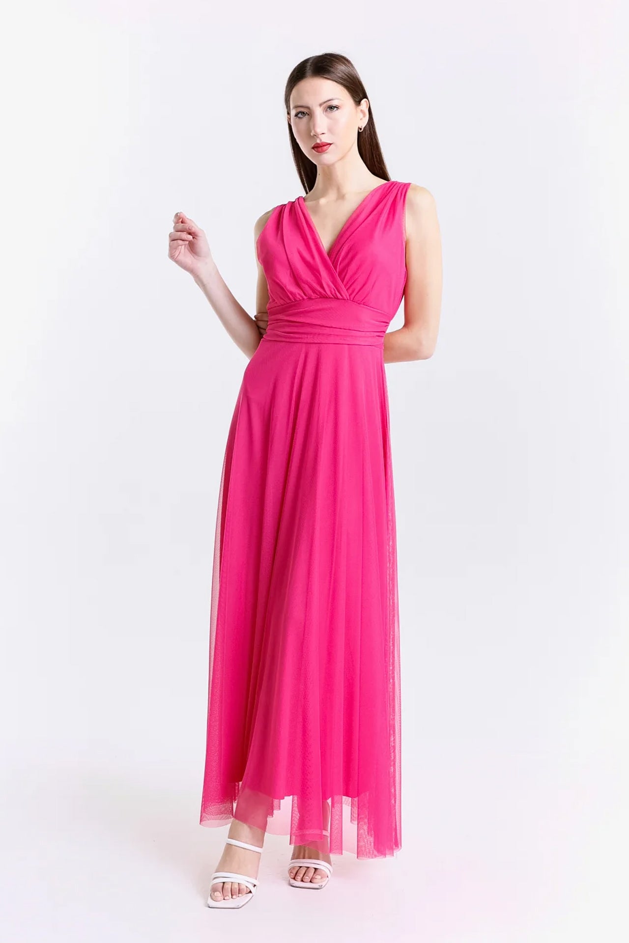 Abito da damigella in tulle con scollo a V Flavia