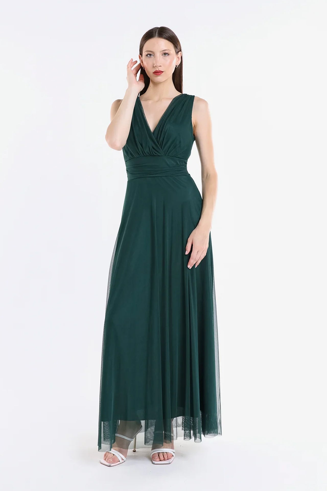 Abito da damigella in tulle con scollo a V Flavia