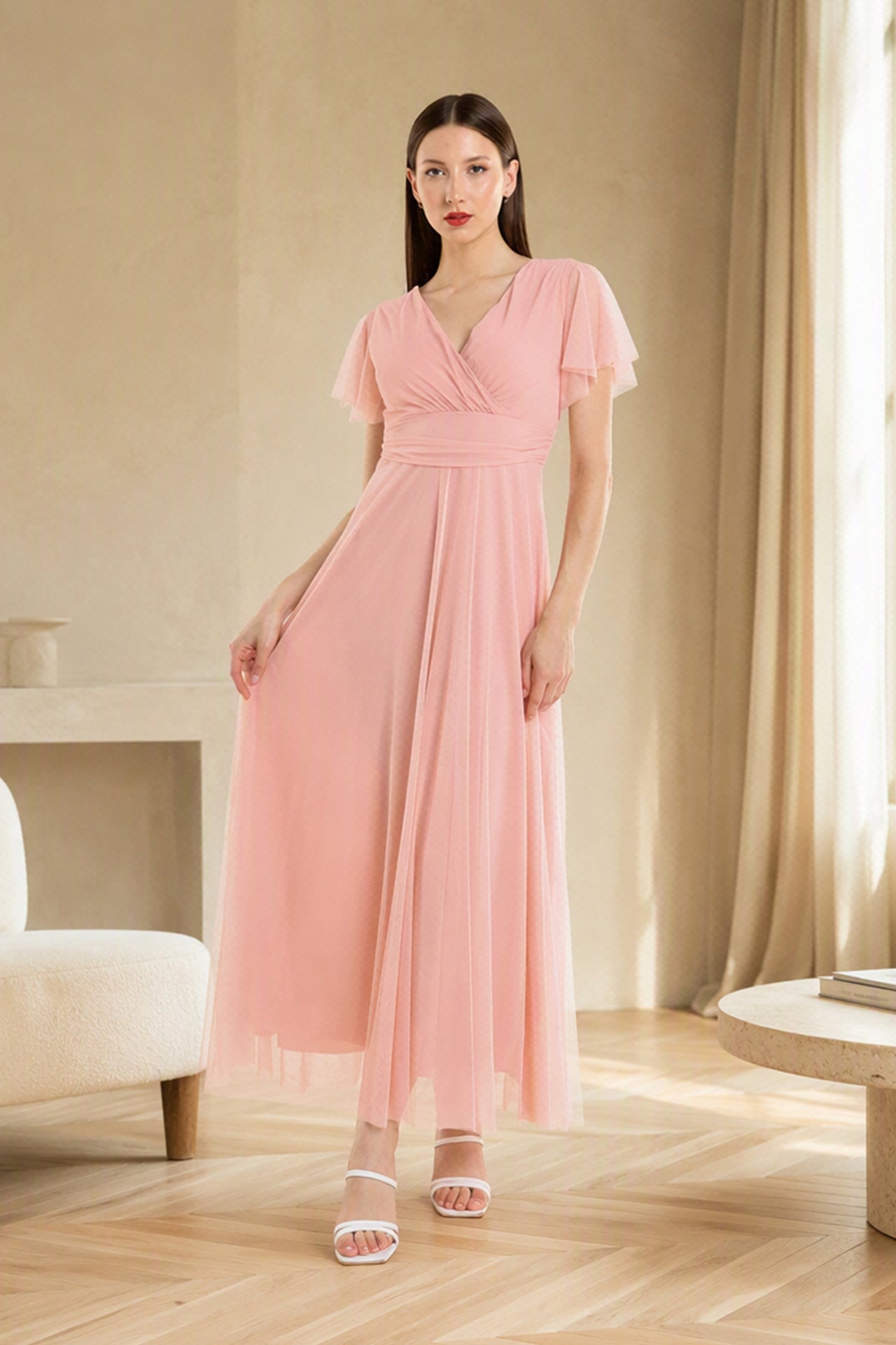 Abito in tulle a maniche corte Vivian