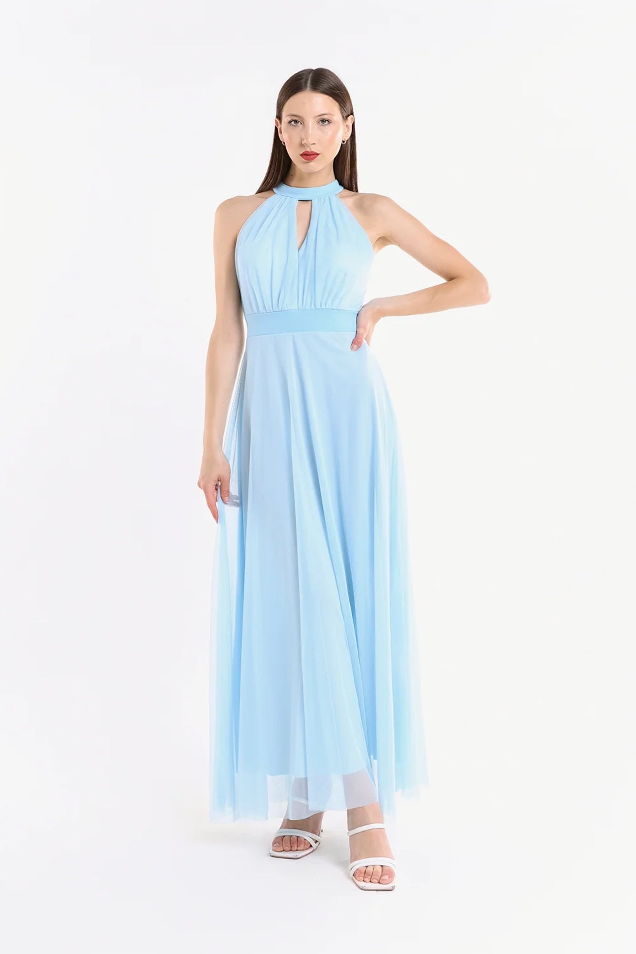 Abito lungo in tulle cut out Lucrezia -1